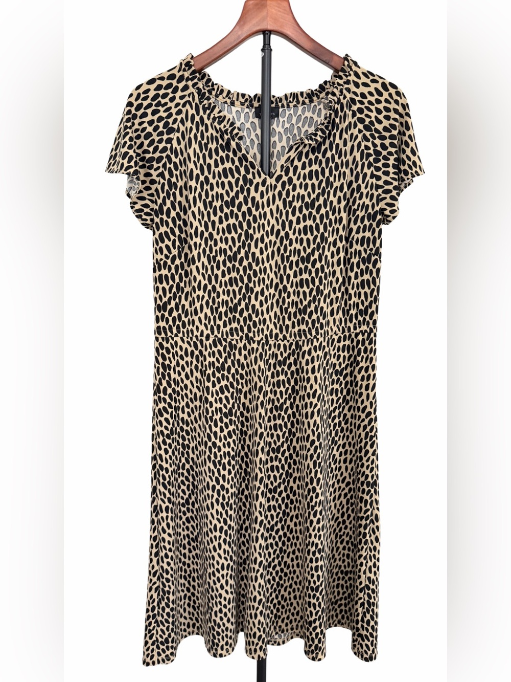 Talbots leopard dress polka dots print ruffle knee length sz small mobwife